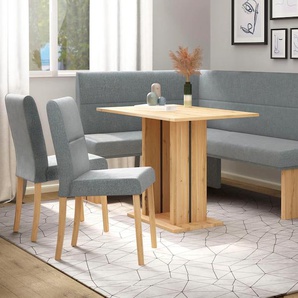 Eckbankgruppe HOME AFFAIRE Emma Essgruppe Esszimmer Küche Sitzmöbel-Sets Gr. B/H: 185cm x 90cm, Microfaser, Langer Schenkel rechts, grau (grau (romeo 8033)) Eckbank Tisch Stühle Landhaus