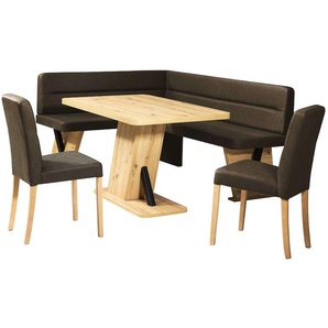 Eckbankgruppe HOME AFFAIRE Laros Sitzgruppe, Eckbank, Stühle, Tisch Sitzmöbel-Sets Gr. B/H/T: 182cm x 87,5cm x 141cm, Kunstleder, langer Schenkel rechts, braun (dunkelbraun + dunkelbraun natur) perfekt für Küche, Esszimmer, Wohnzimmer, Bestseller