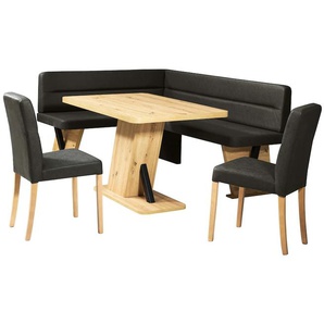 Eckbankgruppe HOME AFFAIRE Laros Sitzgruppe, Eckbank, Stühle, Tisch Sitzmöbel-Sets Gr. B/H/T: 182cm x 87,5cm x 141cm, Kunstleder, langer Schenkel rechts, schwarz (schwarz + natur) perfekt für Küche, Esszimmer, Wohnzimmer, Bestseller