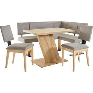 Eckbankgruppe HOME AFFAIRE Zeppelin Sitzmöbel-Sets Gr. B/H/T: 160 cm x 88 cm x 120 cm, Webstoff, Holzfarben/beige, beige (holzfarben, beige, holzfarben) Eckbankgruppen