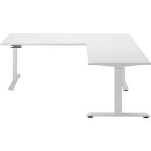 Eckschreibtisch BEGA OFFICE Ben Tische Gr. B/H/T: 180cm x 74cm x 77cm, weiß (weiß + weiß) elektrisch höhenverstellbarer Desk mit 4 Memory Tasten, 180x177 cm