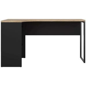 Eckschreibtisch HOME AFFAIRE Plus Tische Gr. B/H/T: 145,1 cm x 76,8 cm x 81 cm, schwarz (schwar, eiche) Eckschreibtische mit vielen Stauraummöglichkeiten, zeitloses Design