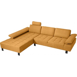 Ecksofa ALINA Royce Sofas Gr. B/H/T: 296 cm x 103 cm x 223 cm, Struktur fein XBO, Recamiere links, gelb (gelb xbo 5) inklusive Sitztiefenverstellung, 296 cm breit