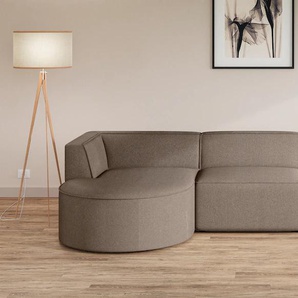 Ecksofa ANDAS Ecksofa EIVIND mit Ottomane rechts/links, Maße: B/H/T 343/159/72 cm Sofas Gr. B/H/T: 343cm x 72cm x 159cm, Feincord, Ottomane links, grau (taupe) L-Form mit Wellenunterfederung, auch in Feincord und Bouclé