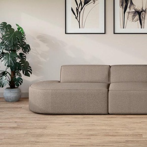 Ecksofa ANDAS Ecksofa EIVIND mit Ottomane rechts/links, Maße: B/H/T 343/159/72 cm Sofas Gr. B/H/T: 343cm x 72cm x 159cm, Feincord, Ottomane rechts, grau (taupe) L-Form mit Wellenunterfederung, auch in Feincord und Bouclé