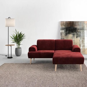 Ecksofa ANDAS Swift L-Form Sofas Gr. B/H/T: 192cm x 83cm x 176cm, Microfaser PRIMABELLE, Recamiere rechts, rot (bordeaux) Federkern-Polsterung, BTH: 19283176 cm