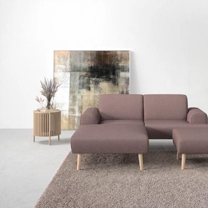 Ecksofa ANDAS Swift L-Form Sofas Gr. B/H/T: 192cm x 83cm x 176cm, Webstoff fein, Recamiere links, lila (beere) Federkern-Polsterung, BTH: 19283176 cm