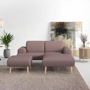 Ecksofa ANDAS Swift L-Form Sofas Gr. B/H/T: 192cm x 83cm x 176cm, Webstoff fein, Recamiere rechts, lila (beere) Federkern-Polsterung, BTH: 19283176 cm