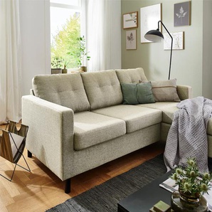 Ecksofa ATLANTIC HOME COLLECTION Tea L-Form Sofas Gr. B/H/T: 189cm x 81cm x 150cm, Strukturstoff, beige Ecksofa, frei im Raum stellbar und Recamiere beidseitig montierbar