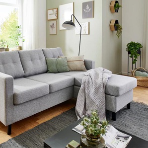 Ecksofa ATLANTIC HOME COLLECTION Tea L-Form Sofas Gr. B/H/T: 189cm x 81cm x 150cm, Strukturstoff, grau Ecksofa, frei im Raum stellbar und Recamiere beidseitig montierbar