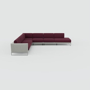 Ecksofa Brombeerrot - Flexible Designer-Polsterecke, L-Form: Beste Qualität, einzigartiges Design - 374 x 81 x 306 cm, konfigurierbar