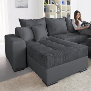 Ecksofa COLLECTION AB Josy L-Form Sofas Gr. B/H/T: 214cm x 84cm x 161cm, Cord-Microfaser PRIMABELLE, Ottomane beidseitig montierbar, grau (anthrazit) mit Bettfunktion und Bettkasten, Federkern Bestseller