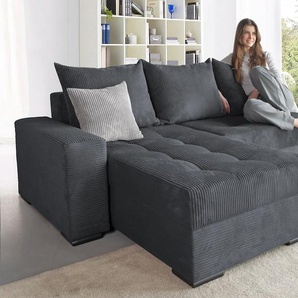 Ecksofa COLLECTION AB Josy L-Form Sofas Gr. B/H/T: 214cm x 84cm x 161cm, Cord, Ottomane beidseitig montierbar, grau (anthrazit) mit Bettfunktion und Bettkasten, Federkern Bestseller