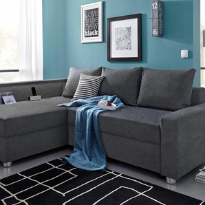 Ecksofa COLLECTION AB Relax L-Form Sofas Gr. B/H/T: 223cm x 84cm x 91cm, Microfaser PRIMABELLE, Ottomane beidseitig montierbar, mit Bettfunktion, grau (anthrazit) Ecksofa Sofas inklusive Bettfunktion, Federkern, wahlweise mit RGB-LED-Beleuchtung