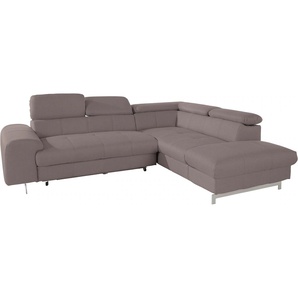 Ecksofa COTTA Chef L-Form Sofas Gr. B/H/T: 262 cm x 72 cm x 206 cm, Struktur, Ottomane rechts, mit Kopfteilverstellung-mit Bettfunktion und Bettkasten, braun Ecksofas mit Kopfteilverstellung, wahlweise Bettfunktion