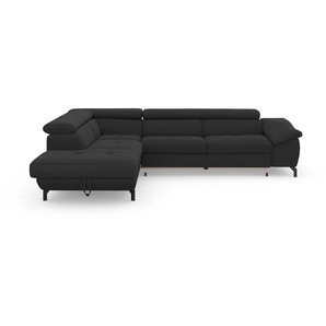 Ecksofa COTTA Famous L-Form Sofas Gr. B/T: 279 cm x 228 cm, Microfaser, Armlehne rechts-Ottomane links, mit Bettfunktion-mit Bettkasten, schwarz (black) in modernem Design