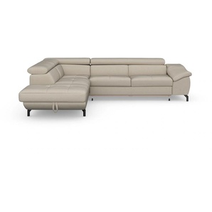 Ecksofa COTTA Famous L-Form Sofas Gr. B/T: 279cm x 228cm, Microfaser, Armlehne rechts-Ottomane links, ohne Bettfunktion-ohne Bettkasten, beige in modernem Design