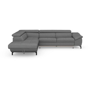 Ecksofa COTTA Famous L-Form Sofas Gr. B/T: 279cm x 228cm, Microfaser, Armlehne rechts-Ottomane links, ohne Bettfunktion-ohne Bettkasten, grau (light grey) in modernem Design