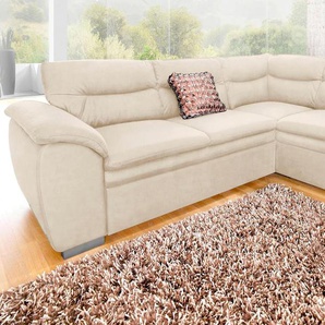 Ecksofa COTTA Leandra L-Form Sofas Gr. B/H/T: 250cm x 88cm x 90cm, Luxus-Microfaser, Ottomane rechts, ohne Bettfunktion, beige wahlweise mit Bettfunktion und Bettkasten