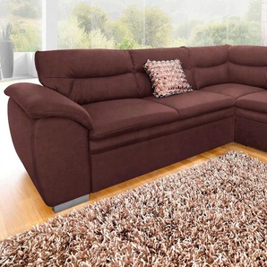 Ecksofa COTTA Leandra L-Form Sofas Gr. B/H/T: 250cm x 88cm x 90cm, Luxus-Microfaser, Ottomane rechts, ohne Bettfunktion, braun wahlweise mit Bettfunktion und Bettkasten