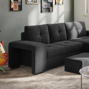 Ecksofa COTTA Mattina L-Form Sofas Gr. B/H/T: 268cm x 73cm x 156cm, Microfaser, Recamiere rechts, mit Bettfunktion und Bettkasten, schwarz inkl. Hocker, wahlweise mit Bettfunktion und Bettkasten