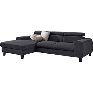 Ecksofa COTTA Morven L-Form Sofas Gr. B/H/T: 244cm x 72cm x 166cm, Microfaser PRIMABELLE, Recamiere links, ohne Bettfunktion-ohne Bettkasten-ohne Ladestation-mit Kopfteilverstellung, grau (lava) Ecksofa Polstermöbel Sofas Inklusive Kopfteilverstellung,