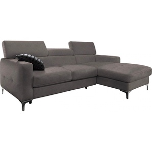 Ecksofa COTTA Sammy L-Form Sofas Gr. B/H/T: 226cm x 92cm x 105cm, Microfaser PRIMABELLE, Recamiere rechts, ohne Bettfunktion-mit Kopfteilverstellung, grau wahlweise mit Bettfunktion