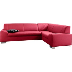 Ecksofa DOMO COLLECTION Alisson L-Form Sofas Gr. B/H/T: 249cm x 75cm x 181cm, Kunstleder SOFTLUX, langer Schenkel links, ohne Bettfunktion, rot wahlweise mit Bettfunktion