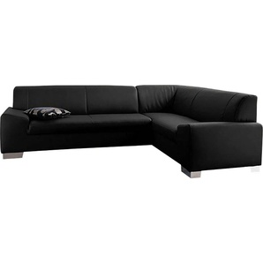 Ecksofa DOMO COLLECTION Alisson L-Form Sofas Gr. B/H/T: 249cm x 75cm x 181cm, Kunstleder SOFTLUX, langer Schenkel links, ohne Bettfunktion, schwarz wahlweise mit Bettfunktion