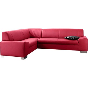 Ecksofa DOMO COLLECTION Alisson L-Form Sofas Gr. B/H/T: 249cm x 75cm x 181cm, Kunstleder SOFTLUX, langer Schenkel rechts, ohne Bettfunktion, rot wahlweise mit Bettfunktion