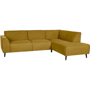 Ecksofa DOMO COLLECTION Amora L-Form Sofas Gr. B/H/T: 263cm x 81cm x 191cm, Struktur fein, Ottomane rechts, Mit Federkern, gelb mit Federkern