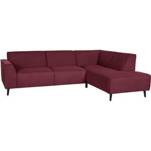 Ecksofa DOMO COLLECTION Amora L-Form Sofas Gr. B/H/T: 263cm x 81cm x 191cm, Struktur fein, Ottomane rechts, Mit Federkern, rot (bordeaux) mit Federkern