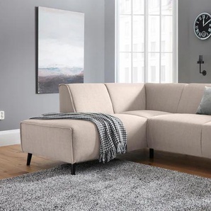 Ecksofa DOMO COLLECTION Amora L-Form Sofas Gr. B/H/T: 263cm x 81cm x 191cm, Struktur, Ottomane links, ohne Funktion, beige mit Ottomane, inklusive komfortablen Federkerns