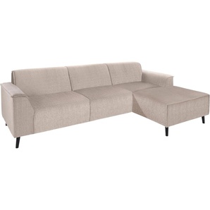 Ecksofa DOMO COLLECTION Amora L-Form Sofas Gr. B/H/T: 268cm x 81cm x 159cm, Struktur, Recamiere rechts, ohne Funktion, beige mit Recamiere, inklusive komfortablem Federkern