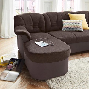 Ecksofa DOMO COLLECTION Elva L-Form Sofas Gr. B/H/T: 240cm x 84cm x 82cm, Luxus-Microfaser, Recamiere links, mit Federkern-ohne Bettfunktion, braun (mokka/braun) wahlweise mit Bettfunktion und Federkern