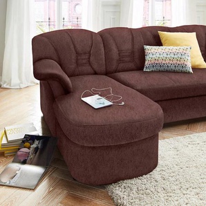 Ecksofa DOMO COLLECTION Elva L-Form Sofas Gr. B/H/T: 240cm x 84cm x 82cm, Microfaser PRIMABELLE, Recamiere links, ohne Federkern-ohne Bettfunktion, braun wahlweise mit Bettfunktion und Federkern