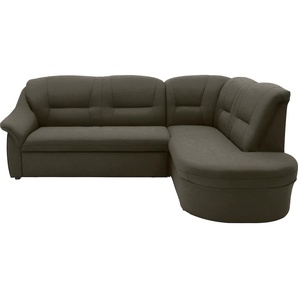 Ecksofa DOMO COLLECTION Faenza L-Form Sofas Gr. B/H/T: 232cm x 88cm x 176cm, Microfaser, Ottomane rechts, ohne Bettfunktion, grau (grau-braun) DOMO collection Ecksofa, mit Ottomane, wahlweise Bettfunktion