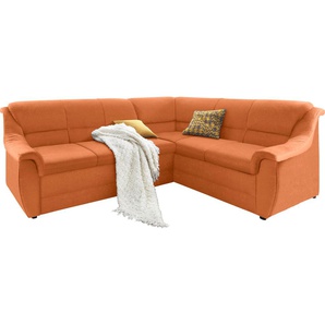 Ecksofa DOMO COLLECTION Lale L-Form Sofas Gr. B/H/T: 251cm x 88cm x 193cm, Microfaser PRIMABELLE, langer Schenkel links, ohne Bettfunktion, orange (terrakotta) mit langem Schenkel, wahlweise Bettfunktion