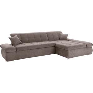 Ecksofa DOMO COLLECTION Moric Luxus - B/T/H 300/172/80 cm, XXL-Format Sofas Gr. B/H/T: 300cm x 80cm x 172cm, Chenilleoptik, Recamiere rechts, grau (taupe) L-Form, 140kg BelastungSitz, in Cord, Chenille, Kunstleder