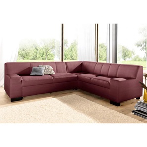 Ecksofa DOMO COLLECTION Norma L-Form Sofas Gr. B/H/T: 247cm x 74cm x 212cm, Kunstleder SOFTLUX, langer Schenkel links, ohne Bettfunktion, rot (karminrot) wahlweise mit Bettfunktion