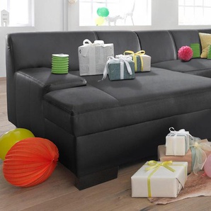 Ecksofa DOMO COLLECTION Norma L-Form Sofas Gr. B/H/T: 268cm x 74cm x 153cm, Kunstleder SOFTLUX, Recamiere links, ohne Bettfunktion, schwarz wahlweise mit Bettfunktion