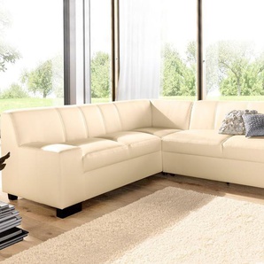 Ecksofa DOMO COLLECTION Norma Top L-Form Sofas Gr. B/H/T: 247cm x 77cm x 212cm, Kunstleder SOFTLUX, langer Schenkel rechts, ohne Bettfunktion, beige (creme) wahlweise mit Bettfunktion