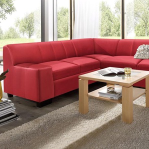 Ecksofa DOMO COLLECTION Norma Top L-Form Sofas Gr. B/H/T: 247cm x 77cm x 212cm, Kunstleder SOFTLUX, langer Schenkel rechts, ohne Bettfunktion, rot wahlweise mit Bettfunktion