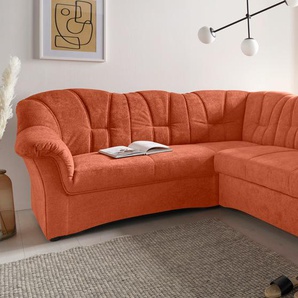 Ecksofa DOMO COLLECTION Papenburg B/T/H: 242/190/84 cm L-Form Sofas Gr. B/H/T: 242cm x 84cm x 190cm, Chenille-Optik, langer Schenkel rechts, ohne Bettfunktion, orange (terra) wahlweise mit Bettfunktion, Langer Schenkel links oder rechts