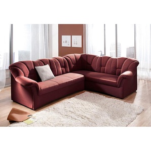 Ecksofa DOMO COLLECTION Papenburg B/T/H: 242/190/84 cm L-Form Sofas Gr. B/H/T: 242cm x 84cm x 190cm, Kunstleder SOFTLUX, langer Schenkel links, ohne Bettfunktion, rot (karminrot) wahlweise mit Bettfunktion, Langer Schenkel links oder rechts