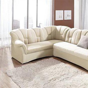 Ecksofa DOMO COLLECTION Papenburg B/T/H: 242/190/84 cm L-Form Sofas Gr. B/H/T: 242cm x 84cm x 190cm, Kunstleder SOFTLUX, langer Schenkel rechts, ohne Bettfunktion, beige (creme) wahlweise mit Bettfunktion, Langer Schenkel links oder rechts