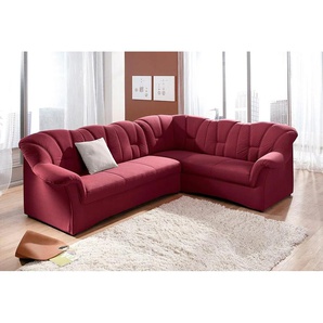 Ecksofa DOMO COLLECTION Papenburg B/T/H: 242/190/84 cm L-Form Sofas Gr. B/H/T: 242cm x 84cm x 190cm, Microfaser PRIMABELLE, langer Schenkel links, mit Bettfunktion, rot wahlweise mit Bettfunktion, Langer Schenkel links oder rechts