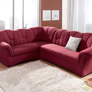 Ecksofa DOMO COLLECTION Papenburg B/T/H: 242/190/84 cm L-Form Sofas Gr. B/H/T: 242cm x 84cm x 190cm, Microfaser PRIMABELLE, langer Schenkel rechts, mit Bettfunktion, rot wahlweise mit Bettfunktion, Langer Schenkel links oder rechts