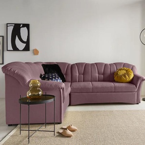 Ecksofa DOMO COLLECTION Papenburg B/T/H: 242/190/84 cm L-Form Sofas Gr. B/H/T: 242cm x 84cm x 190cm, Webstoff, langer Schenkel rechts, ohne Bettfunktion, lila (beere) wahlweise mit Bettfunktion, Langer Schenkel links oder rechts