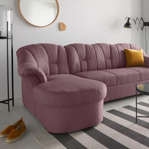 Ecksofa DOMO COLLECTION Papenburg L-Form Sofas Gr. B/H/T: 235cm x 84cm x 142cm, Webstoff, Recamiere links, mit Bettfunktion, lila (beere) in großer Farbvielfalt, wahlweise mit Bettfunktion